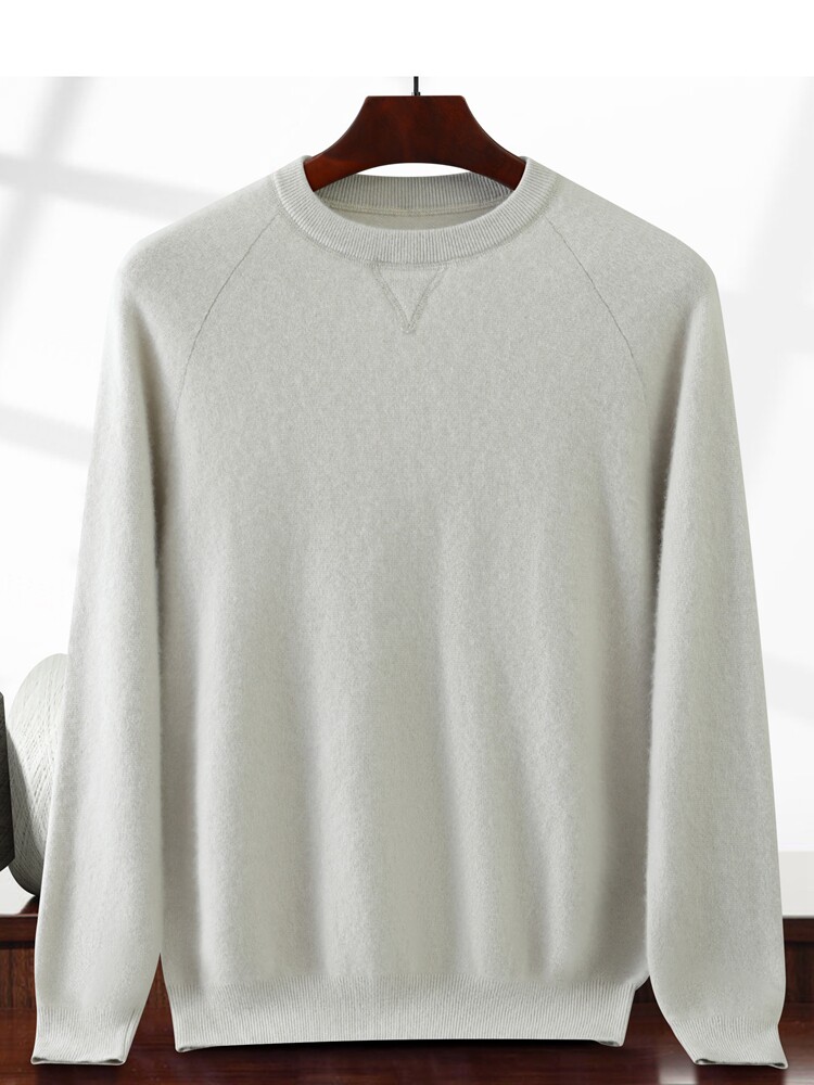 2025年秋季新款男士圆领运动包缝针织毛衣时尚通勤休闲，男装针织衫/毛衣，绒创羊绒