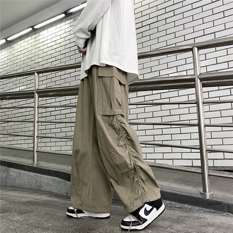 日系复古宽松阔腿工装长裤男港风直筒束脚休闲裤子潮GK7137-P45,男装休闲裤,星座1001-1
