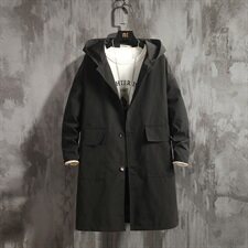 2021春秋季新日系大码男字母印花大口袋外套长款风衣J988-P65，男装风衣，电商A001