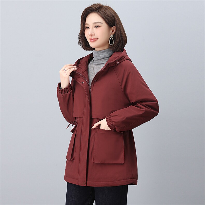 2024年冬季新款时尚休闲加绒加厚派客服,女装派克服,依恋蒂丝