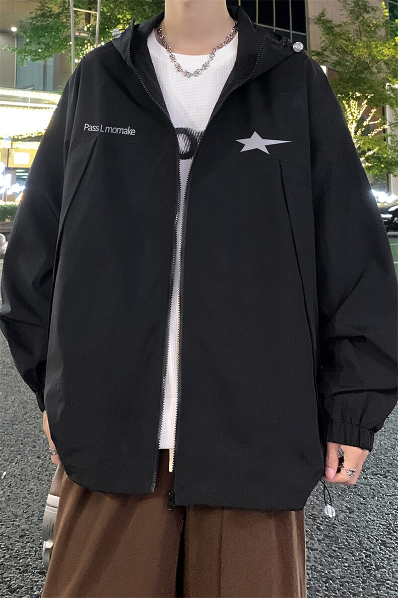 港风新款秋季时尚百搭宽松字母印花夹克外套F6381P65控88,男装夹克,电商A268A