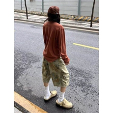 美式复古工装短裤男夏季废土风宽松休闲水洗脏染七分裤S41155-P55，男装牛仔裤，星座1008