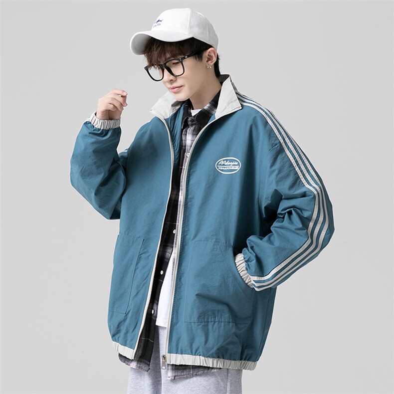 2021秋季新港风无影墙日系大码男宽松印花条纹夹克外套J6003-P55,男装夹克,电商A001