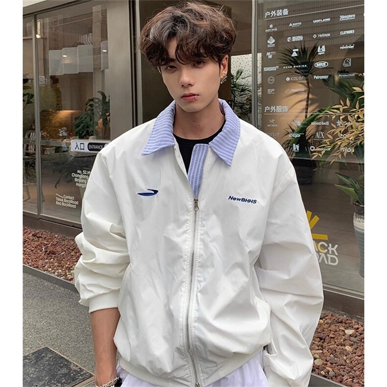 新品假两件外套男春秋美式覆古绣花学院风潮流夹克JK223,男装夹克,星座1116A（原606A-3）