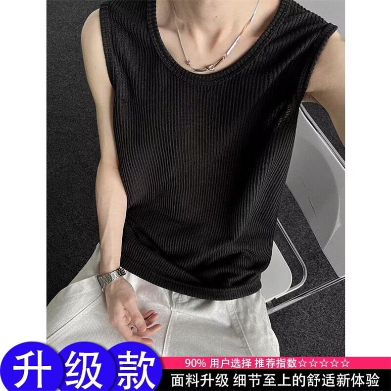 肌理感无袖背心男款宽松夏季健身运动风美式坎肩t恤篮球上衣潮牌,男装背心/马甲,四季星座505