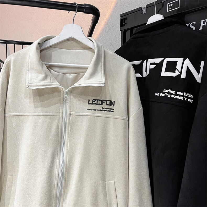 发泡印花夹克男高克重麂皮绒棒球服休闲冲锋衣外套6007-P60-控108图片