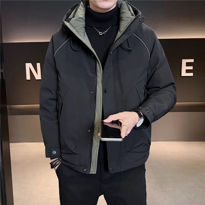 M-4XLB3533725P235黑色连帽羽绒男士冲锋衣【308】,男装夹克,电商B353