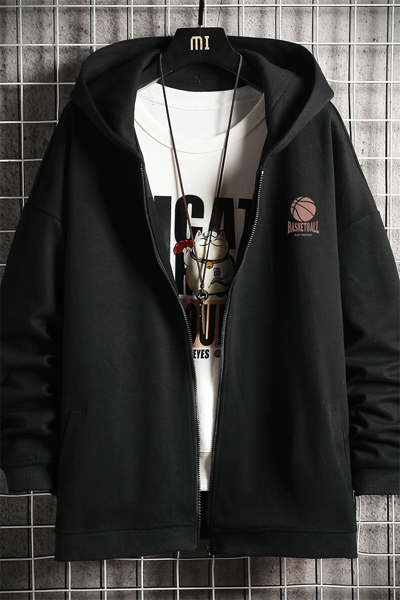 KS21237-P38连帽开衫卫衣男运动外套大码班服网格,男装卫衣,电商A040A