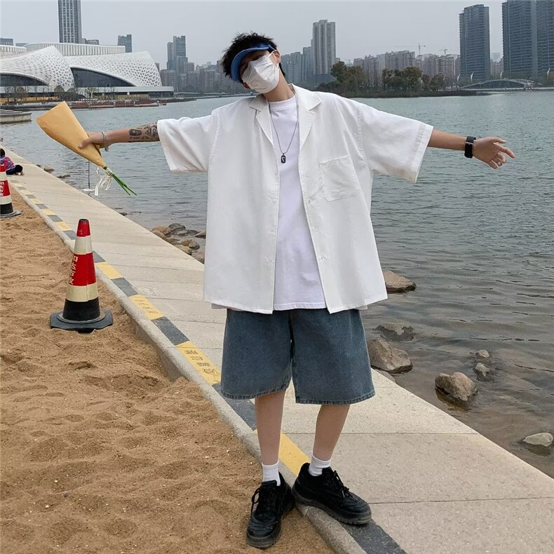 慵懒潮ins衬衫青春流行五分袖标准男百搭C4503P28,男装衬衫,星座1116-2