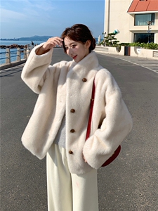 现货秋冬2025新款松弛感仿水貂毛外套高级感大衣2595-P215控328图片