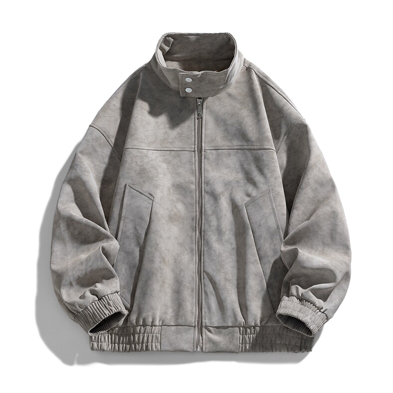 2025秋冬休闲百搭纯色棒球领夹克绒感皮衣外套男女同款XY2506-P69，男装皮衣，星座717