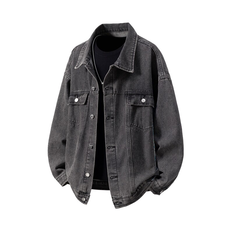 刺绣拼接牛仔夹克男大码M-5XL潮白底外套男NZ77065P95控128，男装夹克，星座227-7