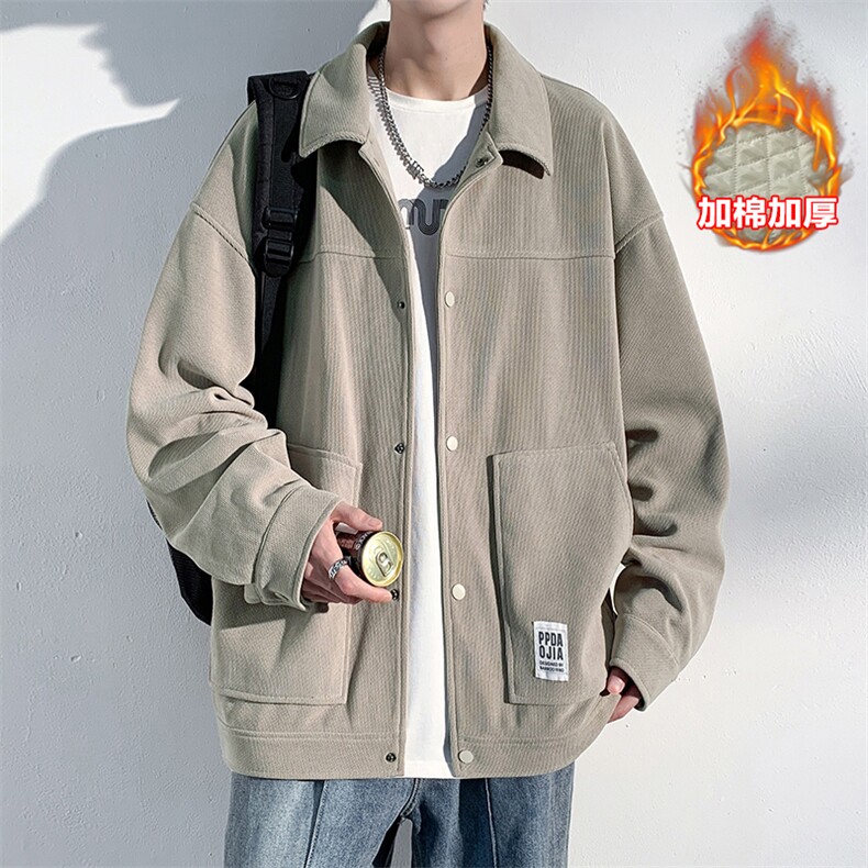 冬新款纯色加棉加厚棉服男单排扣立体贴袋棉衣外套J501J加棉-P90图片