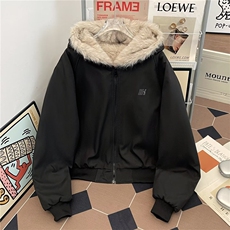 棉服毛毛男女韩版潮流连帽帅气2025冬季ins外套MF367-P95，男装棉衣，星座412-3