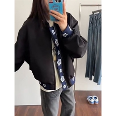 美式复古提花刺绣拼接夹克男女生高级感宽松情侣百搭外套潮-Y359，男装夹克，星座601-1