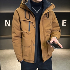 新标90白鸭绒2025年连帽时尚潮流保暖羽绒服男YR6063-P240，男装羽绒服，电商D240-242