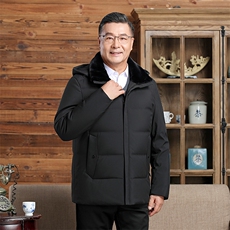 主推新款毛领可拆卸帽中老年羽绒服外套男士爸爸装羽绒服大衣，男装羽绒服，钱塘723