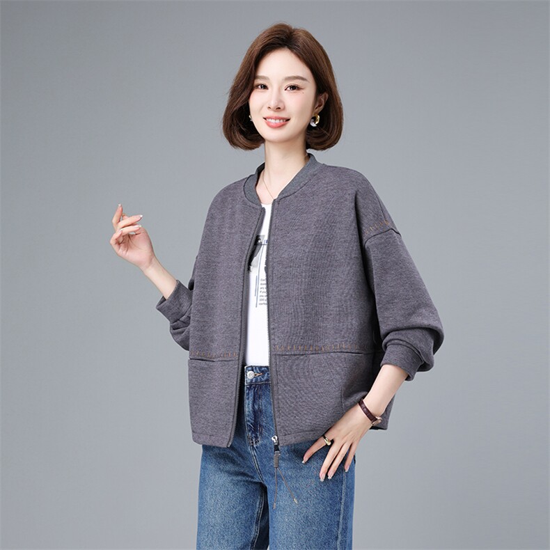 2025春季新款宽松开衫棒球服休闲百搭上衣,女装短外套,深水步