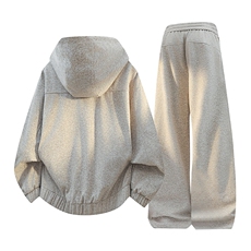 重磅拼接半高领连帽卫衣外套秋宽松休闲运动套装905+906-P110，男装休闲套装，星座717