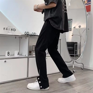 DN116-P45夏季设计感小众拉链直筒休闲长裤美式复古微喇叭裤子图片