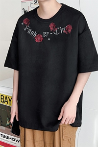 109-T988-P32 M-6XL大码麂皮绒美式重磅玫瑰刺图片