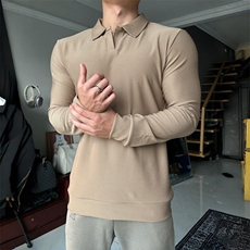 GYM海鸥领POLO长袖T恤弹力针织上衣ZW0152特批36，男装T恤，星座313A(原308A-2)