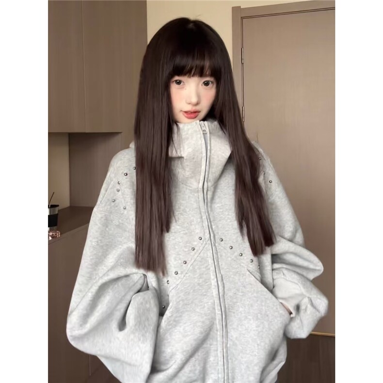 【有货】DB802-批70春秋季杜宾犬无耳铆钉连帽卫衣男女宽松外套,女装短外套,星座603-2