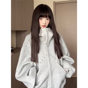【有货】DB802-批70春秋季杜宾犬无耳铆钉连帽卫衣男女宽松外套图片