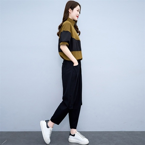 轻熟休闲套装女士2025夏季新款宽松大码蝙蝠袖上衣时尚减龄两件套图片