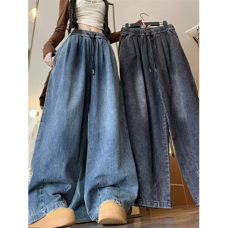 直筒宽松牛仔裤女oversize水洗做旧美式vibe高街长裤子N70011-P45，男装牛仔裤，星座1008
