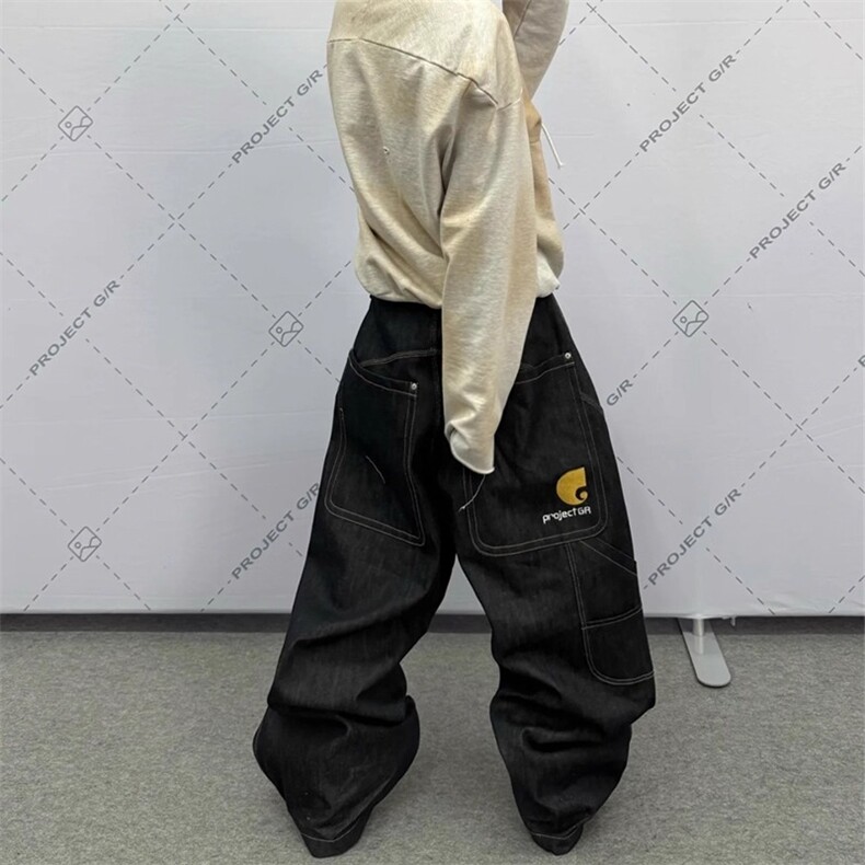 N1259-P50刺绣解构廓形丹宁原色牛仔裤,男装牛仔裤,电商B323A