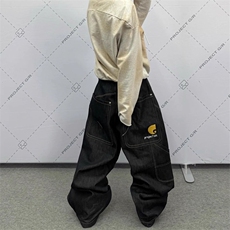 N1259-P50刺绣解构廓形丹宁原色牛仔裤，男装牛仔裤，电商B323A