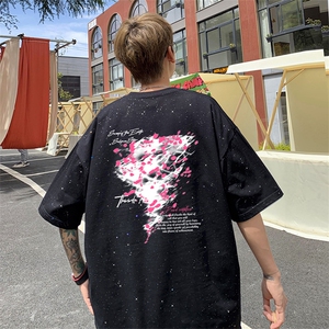可48小时发货支持抖音得物来样二开 美式满天星亮片短袖T恤MTX721图片