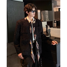 25秋冬男士设计感满天星亮丝小香风毛呢夹克外套XXF50-P158，男装夹克，电商B288