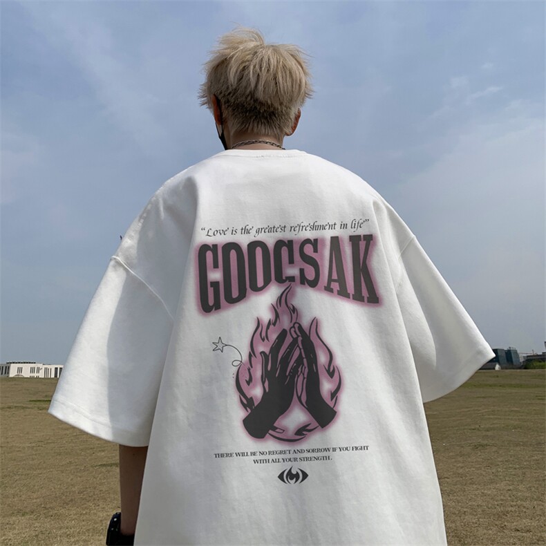 已注册/夏新款外景纯棉帅气火焰短袖T恤男宽松打底衫DT00006/P25,男装T恤,电商B316