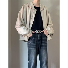 有货。民族风字母刺绣夹克男女秋棒球领W6976-P69，男装民族服装，星座412-3