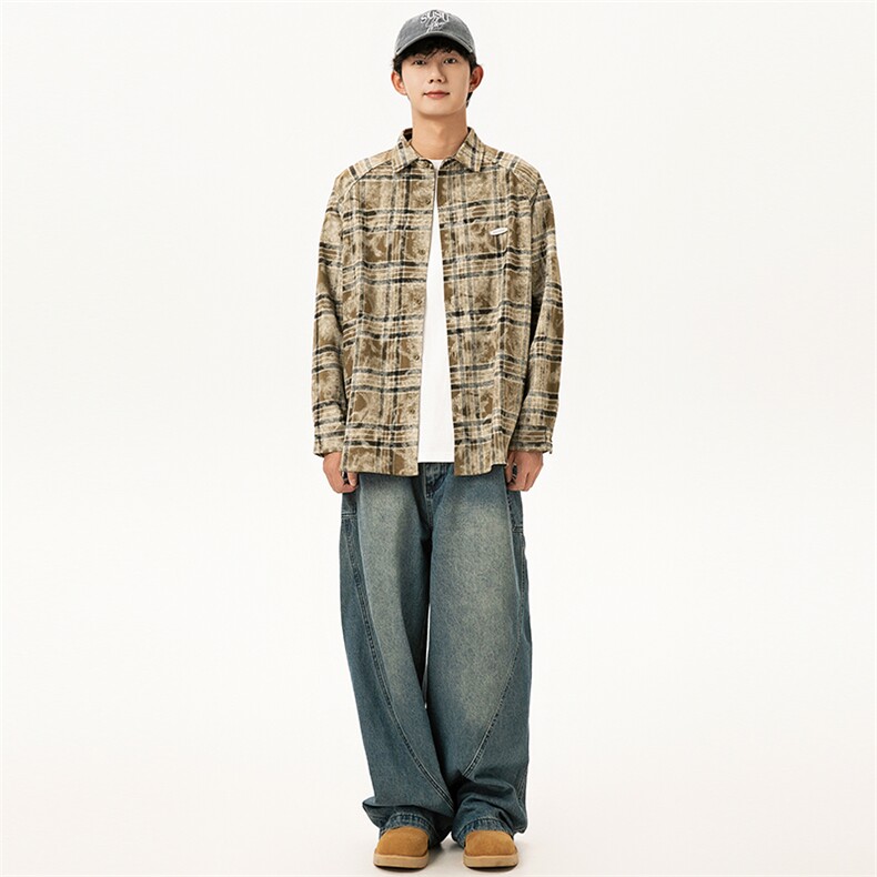 2025秋季新款男日系潮牌条纹长袖衬衫宽松外套衬衣CS286-F96,男装衬衫,电商A101（原外27）