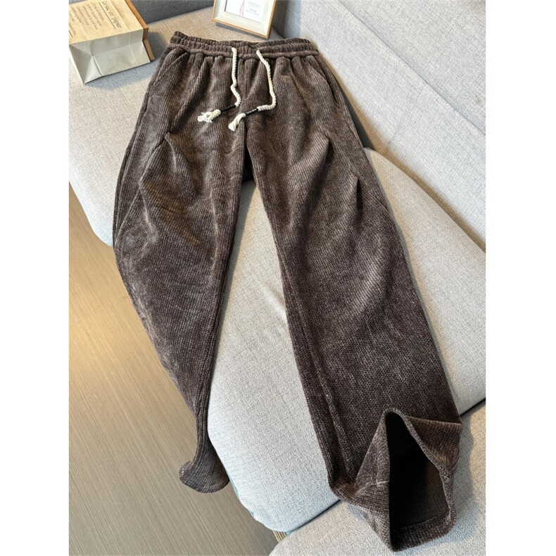 经典纯色雪尼尔细条纹时尚休闲裤，A061-AX01745-特P35-平铺图，男装休闲裤，电商A061