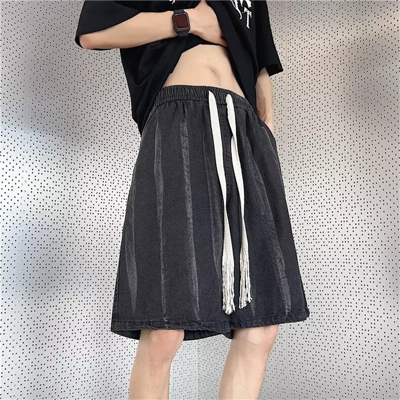 夏季薄款牛仔短裤男直筒大码潮牌宽松休闲百搭青少年港风五分裤,男装牛仔裤,星座716-4