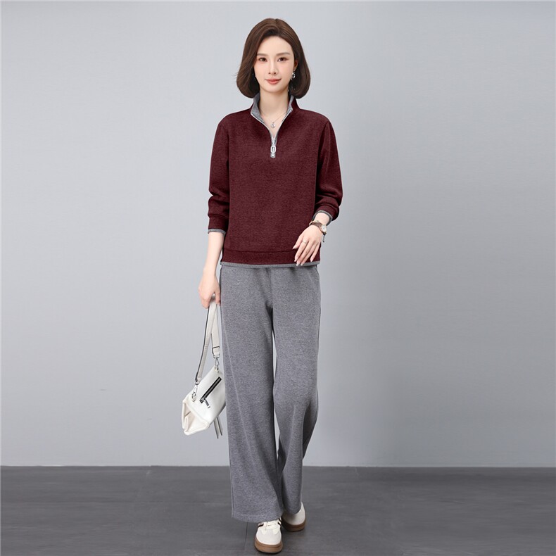 妈妈秋装休闲卫衣两件套新款洋气时尚中老年运动服套装女春秋宽松,女装套装/套裙,涵誉