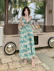 超仙浪漫油画无袖吊带裙女夏季新款度假风森系绝美小个子连衣裙，女装连衣裙，浙宝210（原浙宝191）