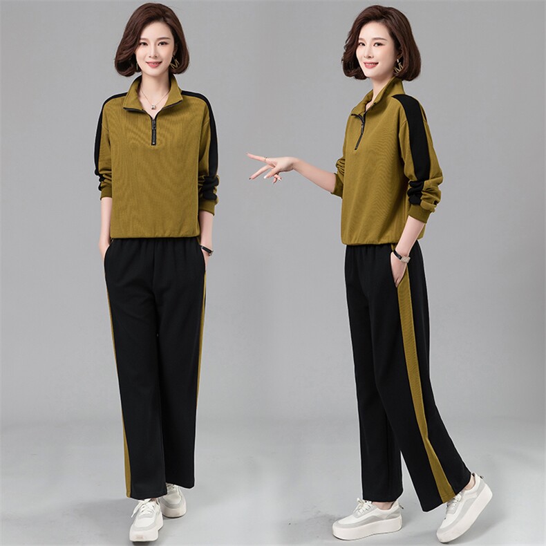 春秋休闲运动服套装女2025新款时尚撞色洋气减龄高级感卫衣两件套,女装套装/套裙,凝聚力
