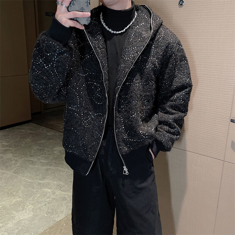冬季高端美式夹棉加厚连帽夹克男休闲情侣拉链棉服外套男M156P165,男装夹克,电商B267