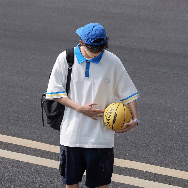 2025夏季新款拼接条纹蓝白色短袖polo杉T恤T1027/P45控59-100棉，男装T恤，电商A148