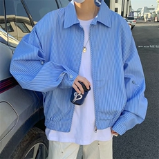 设计感条纹长袖衬衫男ins潮牌宽松cleanfit休闲夹克外套JC181-p60，男装衬衫，星座1008