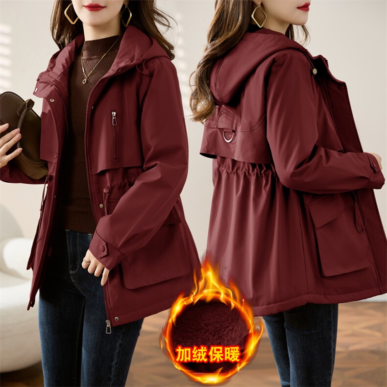 红收腰显瘦加绒派克服外套女2025秋冬新款保暖防风工装棉服，女装棉衣/棉服，沐七七