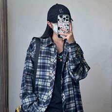 现货格子衬衫女外套设计感宽松小个子慵懒风夏季防上衣WLC099-p35，男装衬衫，星座1008