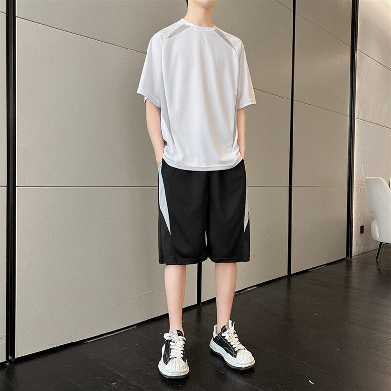 短袖套装男士夏季百搭薄款夏天运动短裤男装宽松痞帅休闲t恤一套,男装休闲套装,星座1206（原A206）