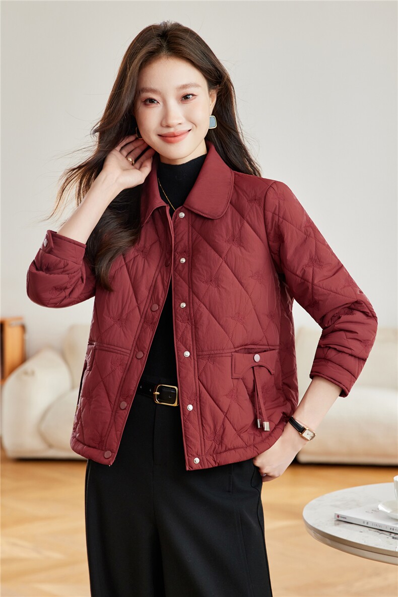 现货2025冬装新款修身保暖时尚刺绣女士棉服,女装棉衣/棉服,木子恋