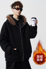 重磅580G！2025秋冬男士毛领开衫卫衣保暖外套WY90特P75，男装棉衣，电商B220